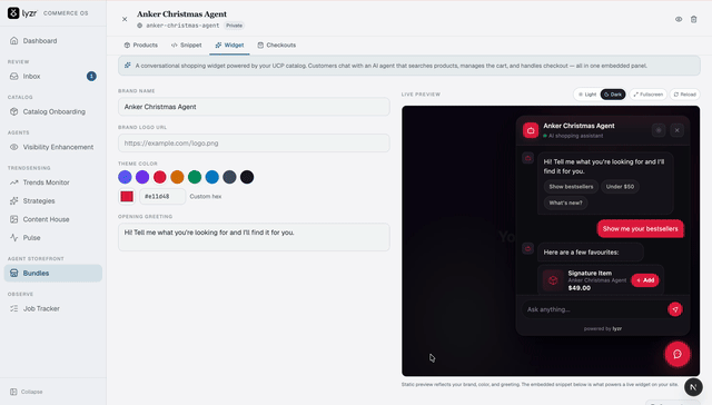 Agent storefront workflow